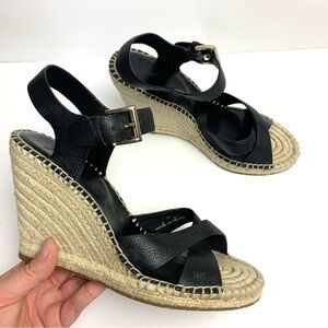 Joie Kora Wedge Espadrille Sandals Black Size 40